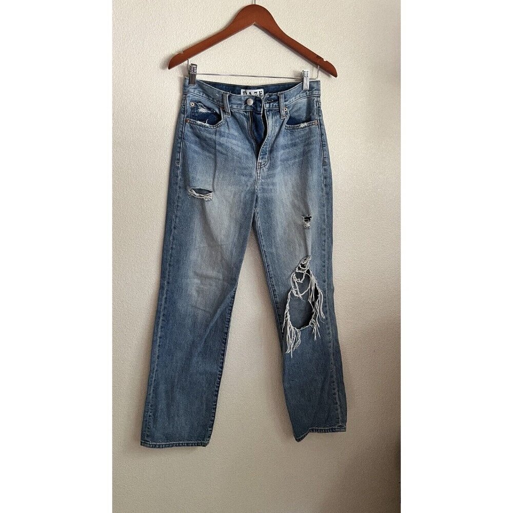 Daze Denim, Distressed High Rise Straight Leg- Size 26.
